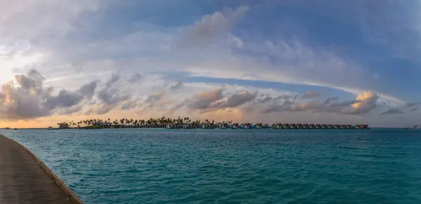 Island Ocean Overwater Villas Sunrise Crossroads Maldives July 2021 — Stock Photo, Image