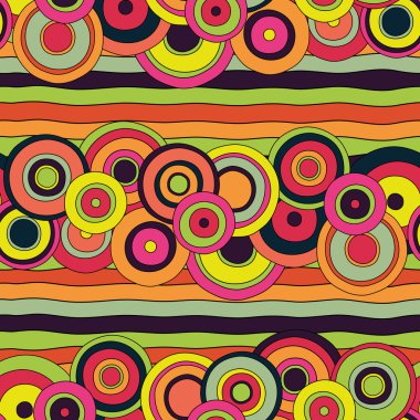 psychedelic daireler ve çizgili seamless modeli