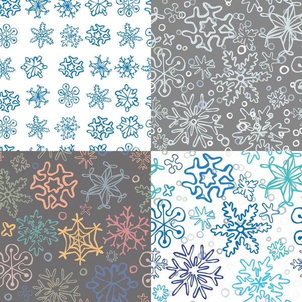 Set of 4 seamless christmas  pattern — Stock Vector