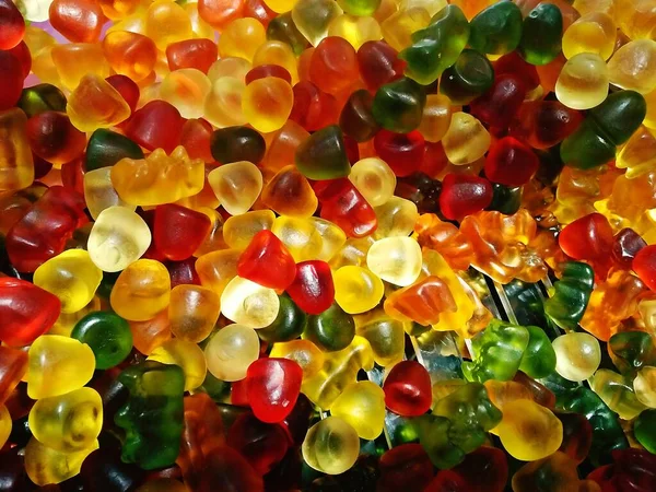 Close Uitzicht Van Kleurrijke Fruit Gummy Gelei Candy Achtergrond — Stockfoto