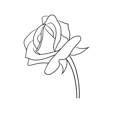 Dekorasyon ve logo şablonu için uygun basit el çizimi sanat gül çiçek vektör ilüstrasyonuName