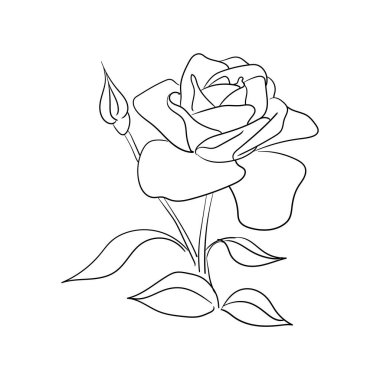 Dekorasyon ve logo şablonu için uygun basit el çizimi sanat gül çiçek vektör ilüstrasyonuName