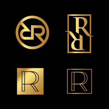 yüksek kaliteli dosya içeren altın rengi lüks RR logo şablonu paketi