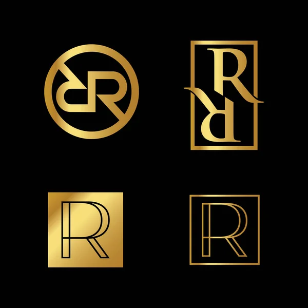 yüksek kaliteli dosya içeren altın rengi lüks RR logo şablonu paketi