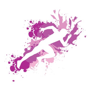 Renkli sıçrama efekti tarzıyla spor etkinliğinin silueti