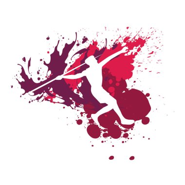 Renkli sıçrama efekti tarzıyla spor etkinliğinin silueti