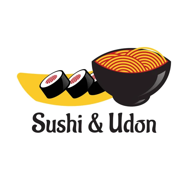 Sushi Udon Japonské Jídlo Logo Ilustrace — Stockový vektor