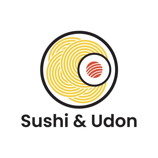 Sushi Udon Japonské Jídlo Logo Ilustrace — Stockový vektor