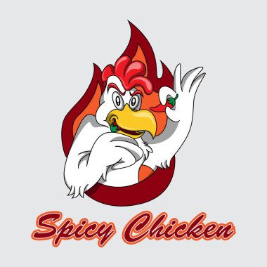 Tavuk yiyen kırmızı biber çizgi film logosu maskotu