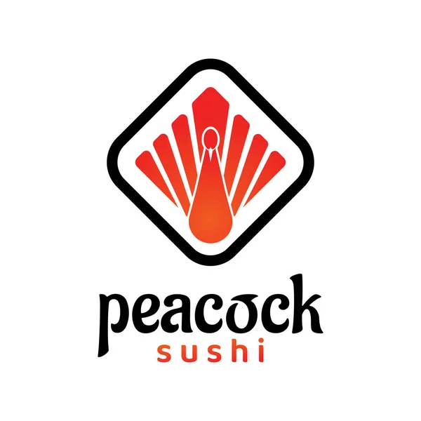 Moderní Jedinečné Páv Sushi Logo Vektorové Šablony — Stockový vektor