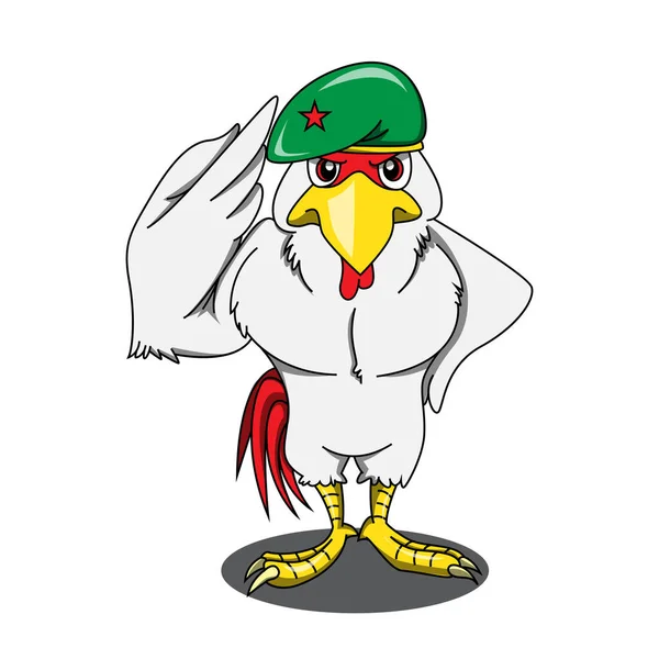 Chicken Army Soldier Mascot Cartoon Template — Stock Vector