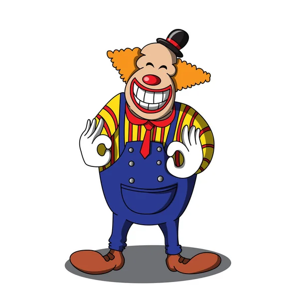 Felice Clown Sorridente Modello Vettoriale Della Mascotte Del Fumetto — Vettoriale Stock