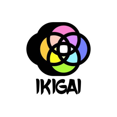 ikigai japan felsefe logo vektör şablonu