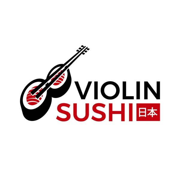 Einzigartiges Sushi Logo Mit Vektorschablone Geigenform — Stockvektor