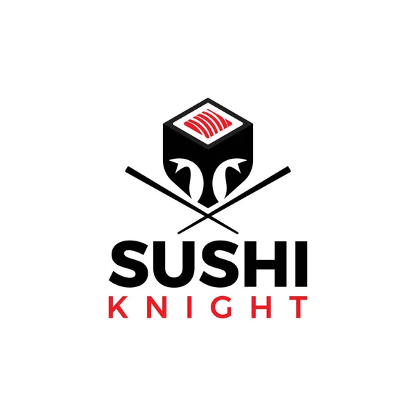 Unikátní Sushi Logo Rytířskou Nebo Spartánskou Helmou — Stockový vektor
