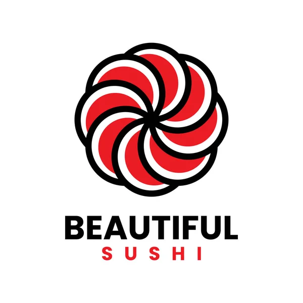 Krásná Květina Sushi Logo Vektor Šablony — Stockový vektor