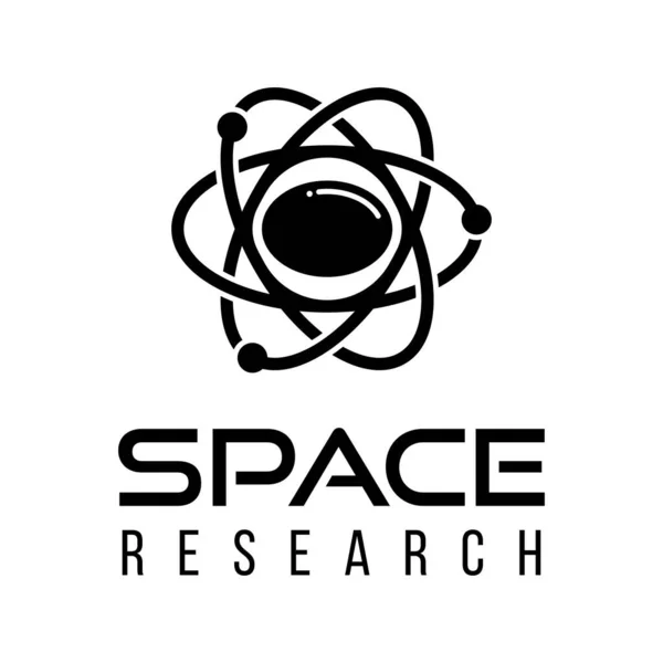 Logo Recherche Spatiale Avec Casque Astronaute Symbole Atome — Image vectorielle