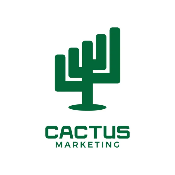 Logo Pemasaran Kaktus Dengan Simbol Profit Barr - Stok Vektor