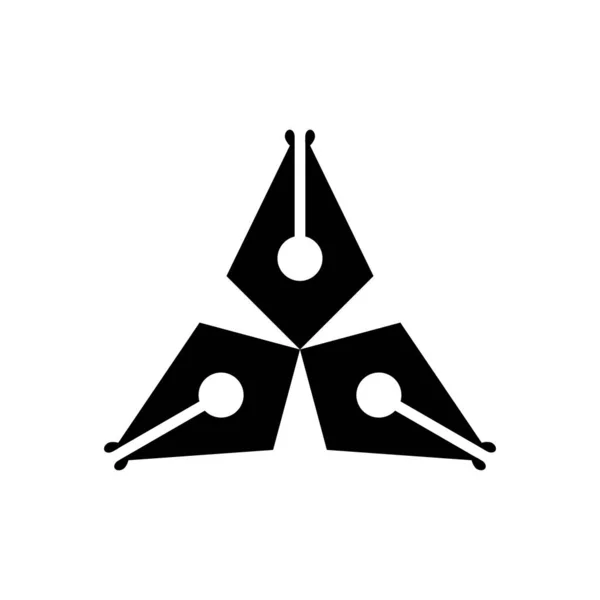 Trzy Pióro Logo Wektor Szablon — Wektor stockowy