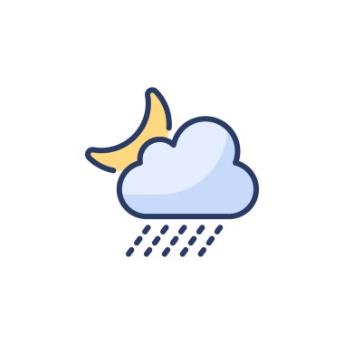 Vektör olarak Yağmurlu Gece simgesi. Logotype