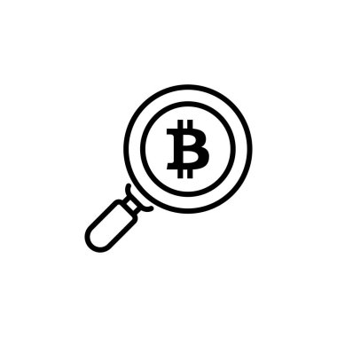 Vektör olarak Bitcoin Arama simgesi. Logotype