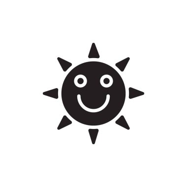 Vektör olarak gülümseyen güneş simgesi. Logotype