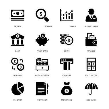 Bankacılık ve Finans Simgeleri - Sağlam, Vektörler