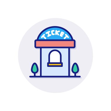 Bilet Booth simgesi vektörde. Logotype