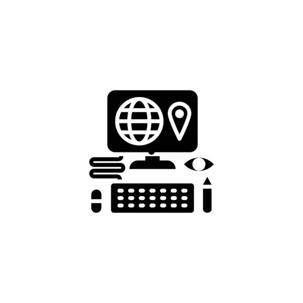 Icône Enseignement Distance Vecteur Logotype — Image vectorielle