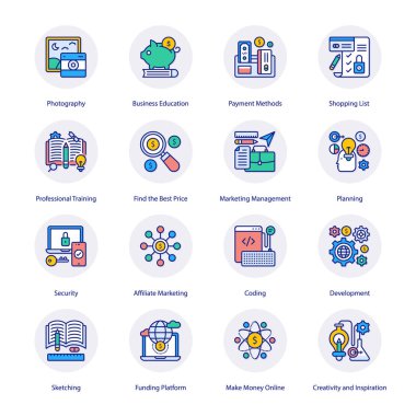 E-Ticaret Düz Çember Simgeleri - Vektörler