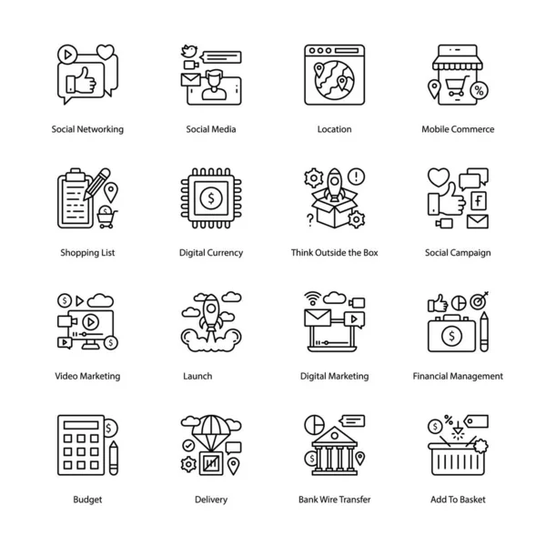 Commerce Outline Icons Stroked Vectors — Stock Vector