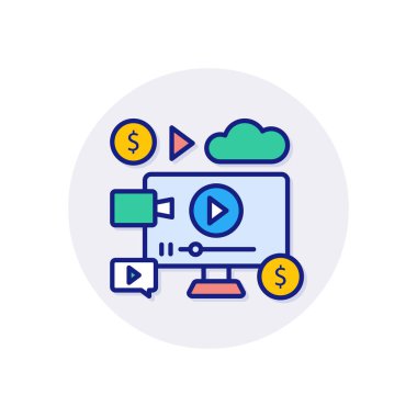 Vektör olarak video pazarlama simgesi. Logotype