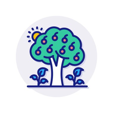 Vektör olarak Meyve Ağacı simgesi. Logotype