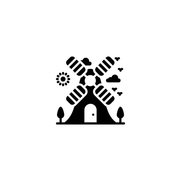 Luftmühle Symbol Vektor Logotyp — Stockvektor