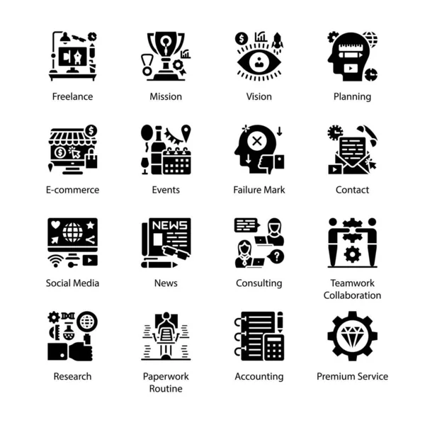 Organization Glyph Icons Solid Vectors Stock Illustration