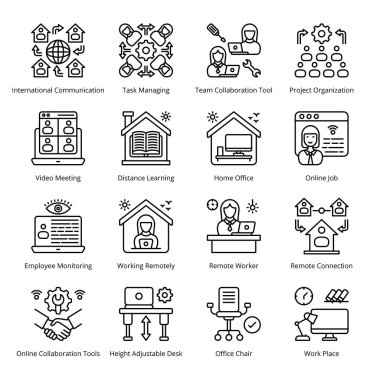 Ev Hattı Simgelerinden Çalışma - Felç Edildi, Vektörler