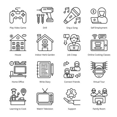 Ev Hattı Simgelerinden Çalışma - Felç Edildi, Vektörler