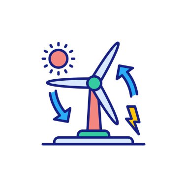 Rüzgâr Elektrik simgesi vektörde. Logotype