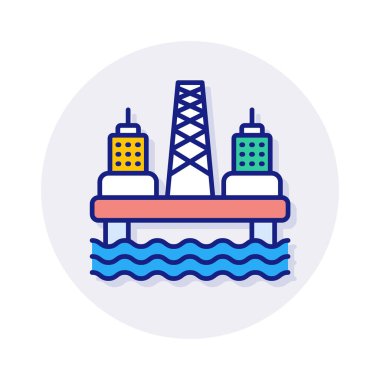 Offshore Petrol Platformu simgesi vektörde. Logotype