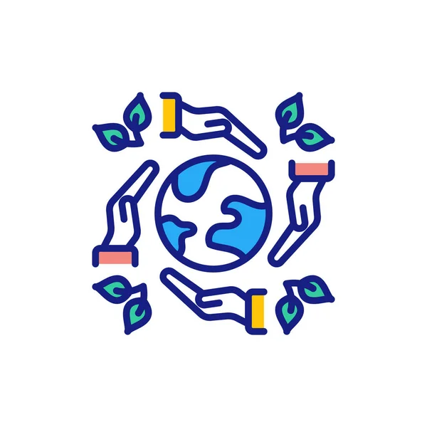 Ícone Planeta Amor Vetor Logotipo — Vetor de Stock