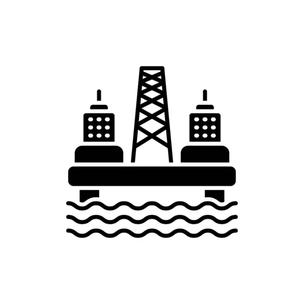 Offshore Oil Platform Ícone Vetor Logotipo — Vetor de Stock