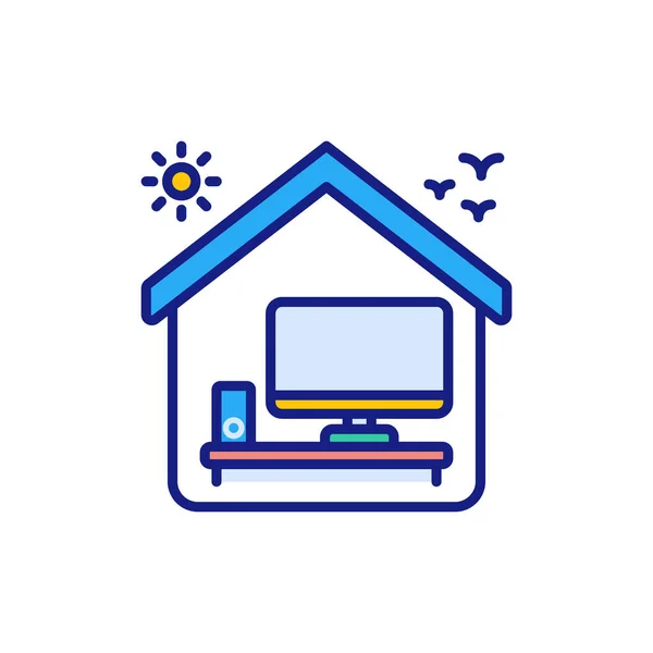 Home Office Symbol Vektor Logotyp — Stockvektor