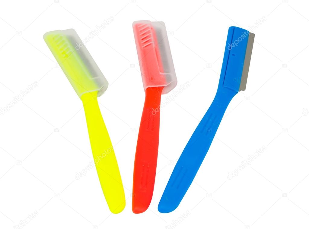 Colorful disposable razor isolated on white