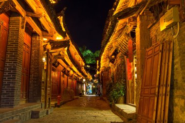 Lijiang antik kenti, yalnız, ıssız gecede