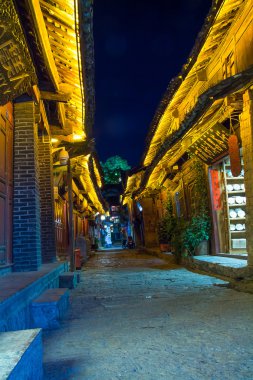Lijiang eski, yalnız, ıssız gecede
