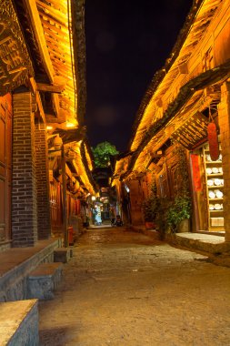 Lijiang eski, yalnız, ıssız gecede