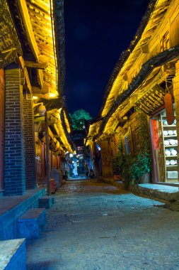 Lijiang eski, yalnız, ıssız gecede