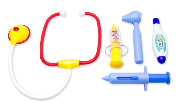 Детские игрушки набор инструментов медицинского оборудования — стоковое фото