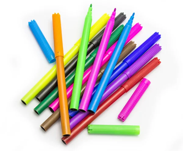 Plumas de marcadores de colores Plumas de fieltro multicolor línea de dibujo — Foto de Stock
