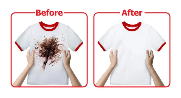 Stain Remover Experiment, Before and After Washing — Stock Photo, Image